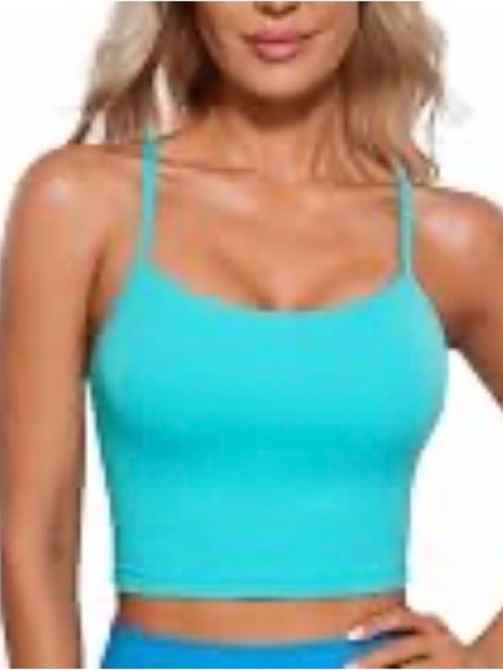 Turquoise Tank Crop Top sports bra- CRZYOGA
